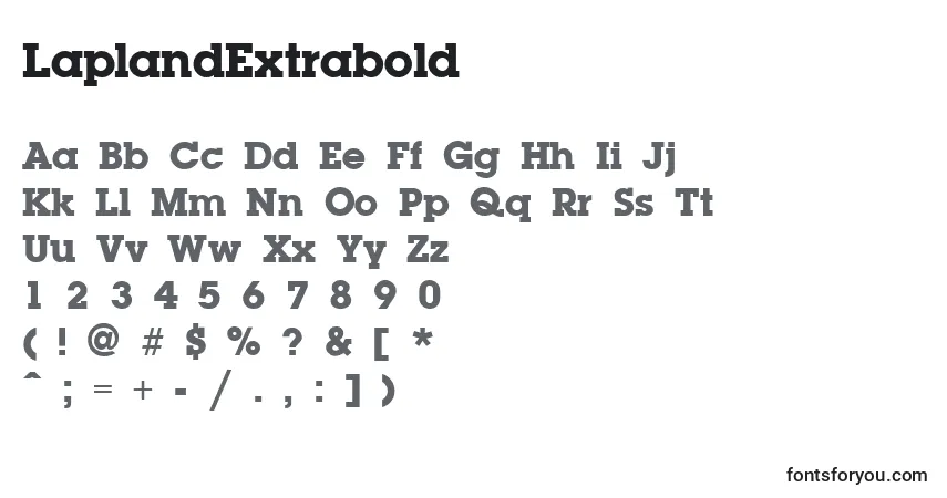 A fonte LaplandExtrabold – alfabeto, números, caracteres especiais