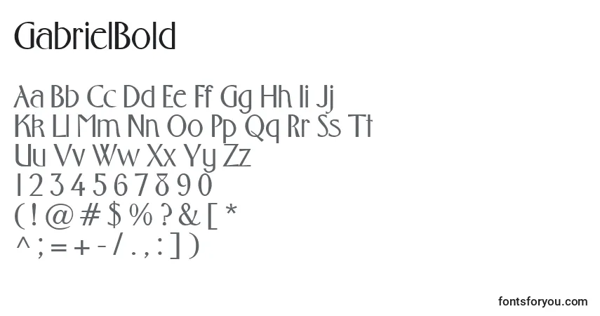 A fonte GabrielBold – alfabeto, números, caracteres especiais