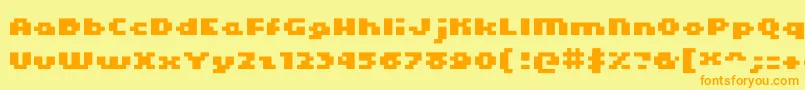 フォントKroeger0465 – オレンジの文字が黄色の背景にあります。