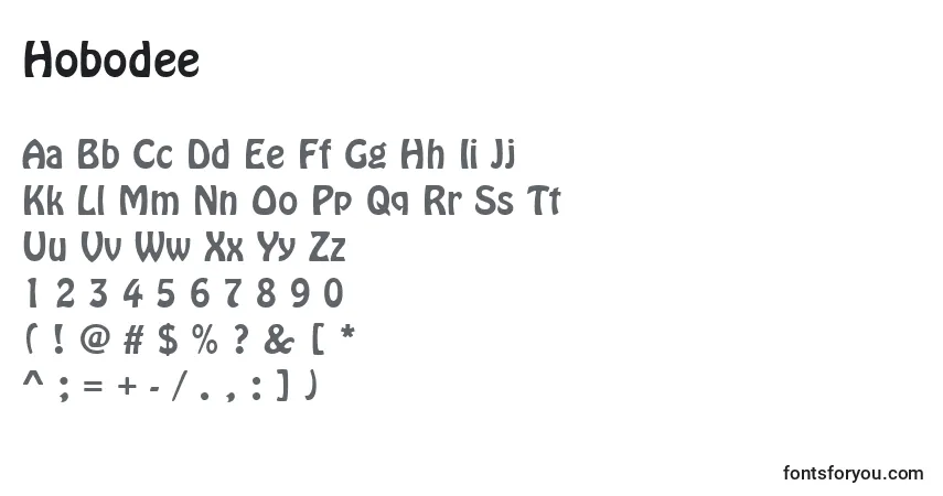 Czcionka Hobodee – alfabet, cyfry, specjalne znaki