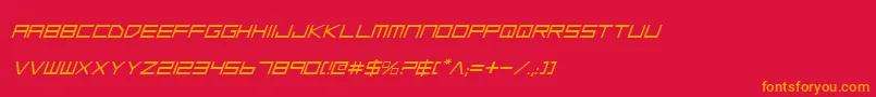 フォントLowGunScreenItalic – 赤い背景にオレンジの文字