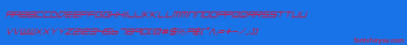LowGunScreenItalic Font – Red Fonts on Blue Background