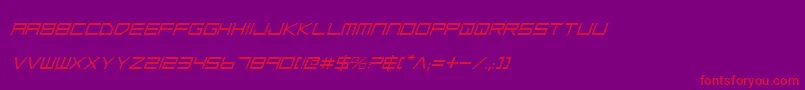 フォントLowGunScreenItalic – 紫の背景に赤い文字