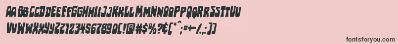 Pocketmonsterital-Schriftart – Schwarze Schriften auf rosa Hintergrund