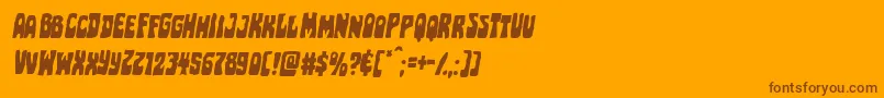 Pocketmonsterital-Schriftart – Braune Schriften auf orangefarbenem Hintergrund