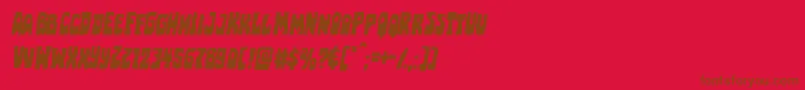 Pocketmonsterital-Schriftart – Braune Schriften auf rotem Hintergrund