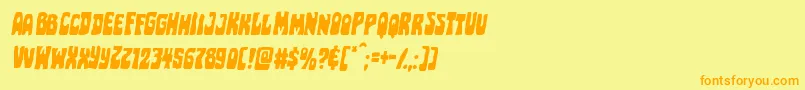 Pocketmonsterital-Schriftart – Orangefarbene Schriften auf gelbem Hintergrund