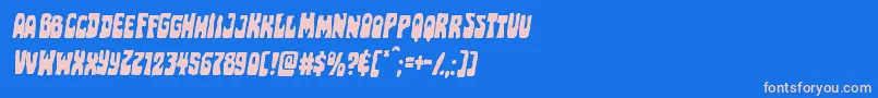 Pocketmonsterital Font – Pink Fonts on Blue Background