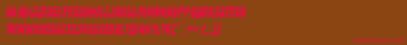 フォントPocketmonsterital – 赤い文字が茶色の背景にあります。