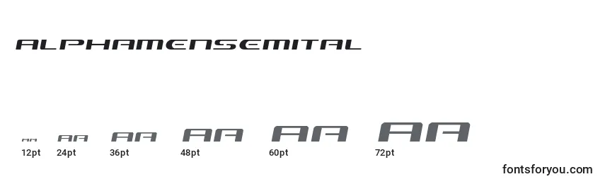 Размеры шрифта Alphamensemital