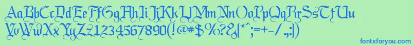 Labrit ffy-Schriftart – Blaue Schriften auf grünem Hintergrund