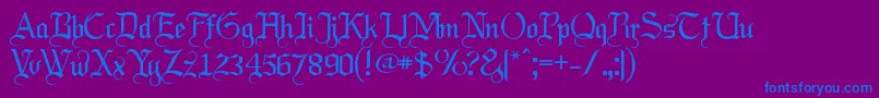 フォントLabrit ffy – 紫色の背景に青い文字