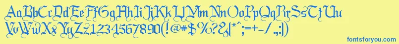 Weitere Informationen zur Labrit ffy-Schriftart Labrit ffy-Schriftart – Blaue Schriften auf gelbem Hintergrund