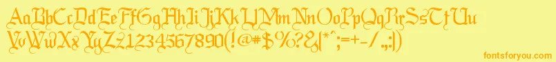 フォントLabrit ffy – オレンジの文字が黄色の背景にあります。