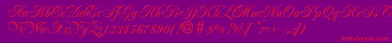 JacobadbBold-Schriftart – Rote Schriften auf violettem Hintergrund