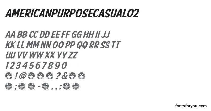 Schriftart AmericanPurposeCasual02 (15433) – Alphabet, Zahlen, spezielle Symbole