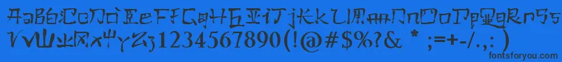 Czcionka PaulsKanjiFont – czarne czcionki na niebieskim tle
