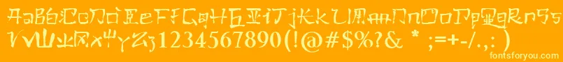 Czcionka PaulsKanjiFont – żółte czcionki na pomarańczowym tle