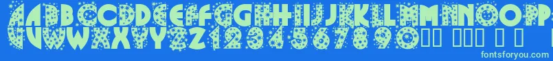 フォントGlitterFont – 青い背景に緑のフォント