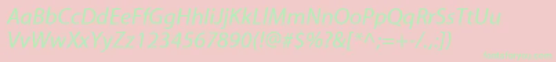MyriadwebproItalic-fontti – vihreät fontit vaaleanpunaisella taustalla