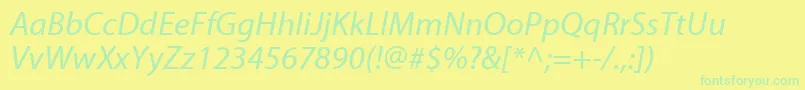 MyriadwebproItalic Font – Green Fonts on Yellow Background