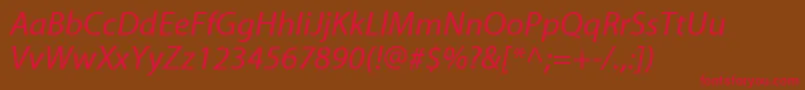 MyriadwebproItalic Font – Red Fonts on Brown Background