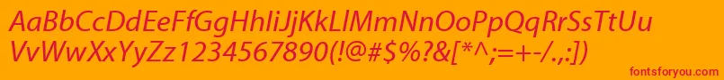 Czcionka MyriadwebproItalic – czerwone czcionki na pomarańczowym tle