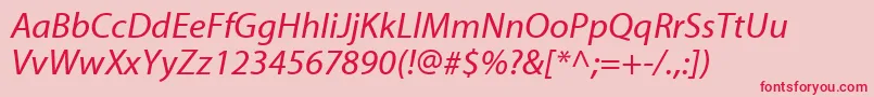 フォントMyriadwebproItalic – ピンクの背景に赤い文字