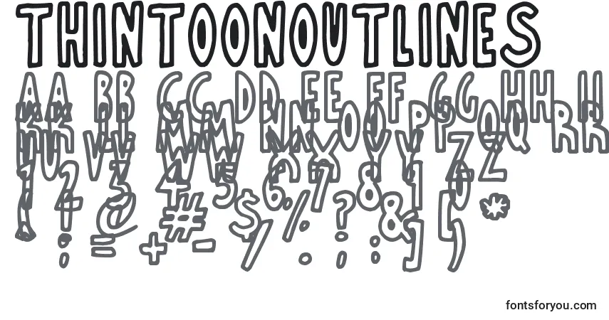 A fonte ThinToonOutlines – alfabeto, números, caracteres especiais