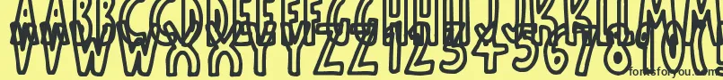 ThinToonOutlines Font – Black Fonts on Yellow Background