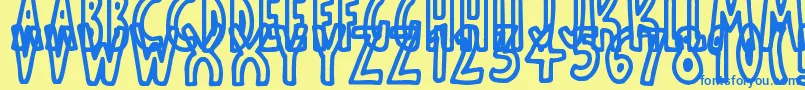 ThinToonOutlines Font – Blue Fonts on Yellow Background