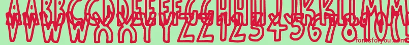 ThinToonOutlines Font – Red Fonts on Green Background