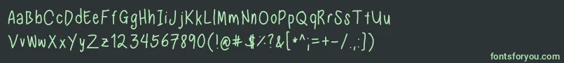NadeznasHandwritingRegular-fontti – vihreät fontit mustalla taustalla
