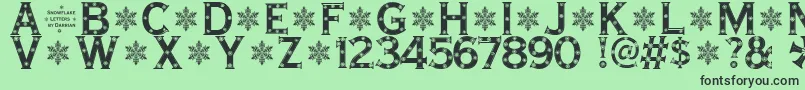 SnowflakeLetters Font – Black Fonts on Green Background