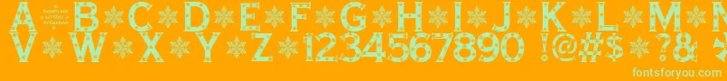 SnowflakeLetters Font – Green Fonts on Orange Background