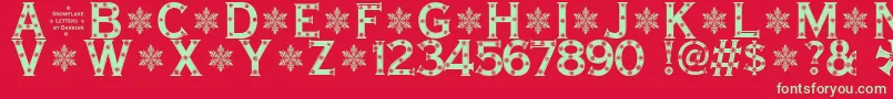 SnowflakeLetters Font – Green Fonts on Red Background