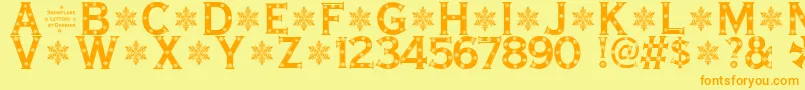 fuente SnowflakeLetters – Fuentes Naranjas Sobre Fondo Amarillo