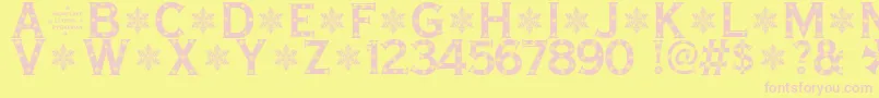 SnowflakeLetters-fontti – vaaleanpunaiset fontit keltaisella taustalla