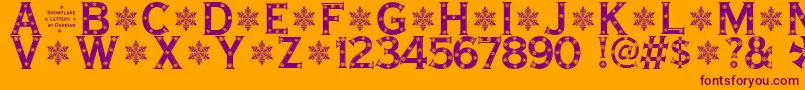 SnowflakeLetters-Schriftart – Violette Schriften auf orangefarbenem Hintergrund