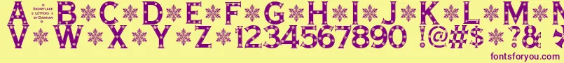 SnowflakeLetters Font – Purple Fonts on Yellow Background