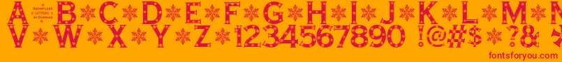 SnowflakeLetters Font – Red Fonts on Orange Background