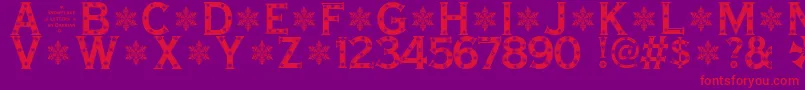 SnowflakeLetters Font – Red Fonts on Purple Background