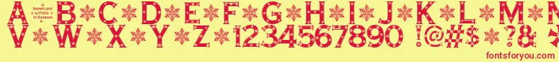 SnowflakeLetters Font – Red Fonts on Yellow Background
