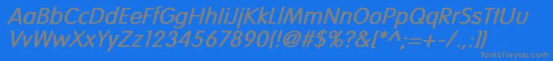 VogueNormalBoldItalic-Schriftart – Graue Schriften auf blauem Hintergrund