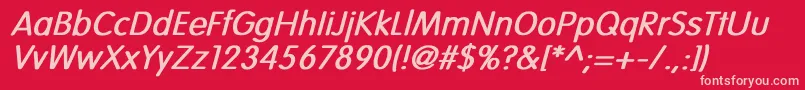 VogueNormalBoldItalic-fontti – vaaleanpunaiset fontit punaisella taustalla