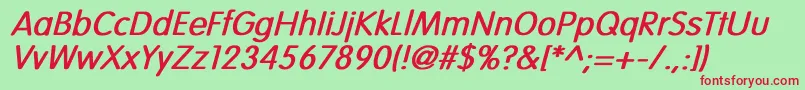 VogueNormalBoldItalic Font – Red Fonts on Green Background