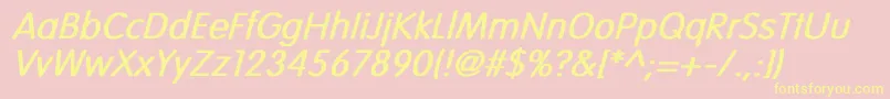 VogueNormalBoldItalic-fontti – keltaiset fontit vaaleanpunaisella taustalla