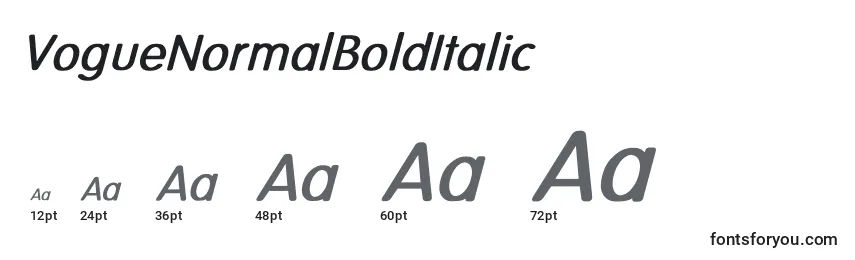 Размеры шрифта VogueNormalBoldItalic