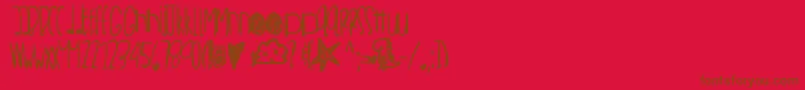 Newkicksfly-fontti – ruskeat fontit punaisella taustalla