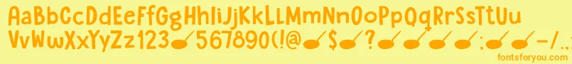 Weitere Informationen zur DkSugaryPancake-Schriftart DkSugaryPancake-Schriftart – Orangefarbene Schriften auf gelbem Hintergrund